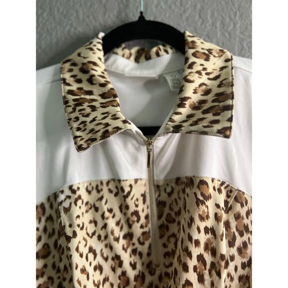 Chico's Zenergy Golf Shift Mini Dress‎ 0 White Leopard Print Sleeveless Athletic - Picture 3 of 9